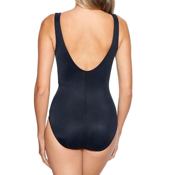 Miraclesuit Women's One Piece Swimsuit Black/White Size 16 Underwire Slim - Picture 2 of 5